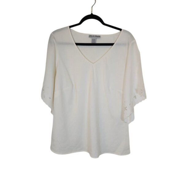 Joy & Peace VTG Off White Embroidered Top & Pants Size 14W Preppy Classic Chic - Picture 3 of 14